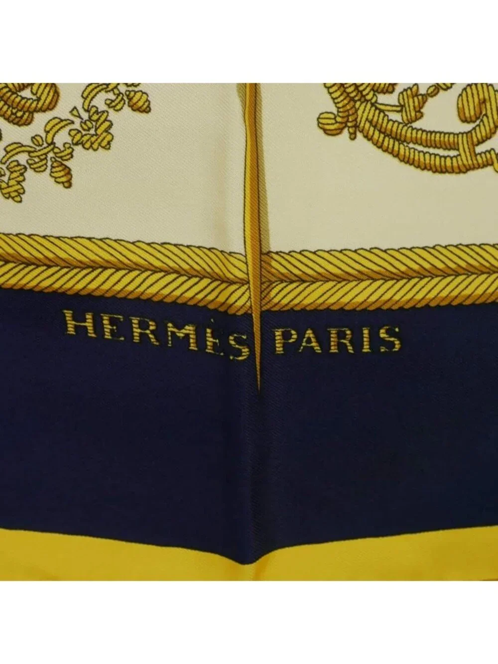 Hermes Scarf Carre 90 les Armes de Paris Silk Navy